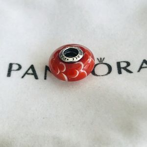 pandora bracelet glass charm red